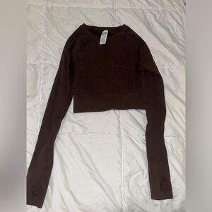 Joy lab brown cropped long sleeve